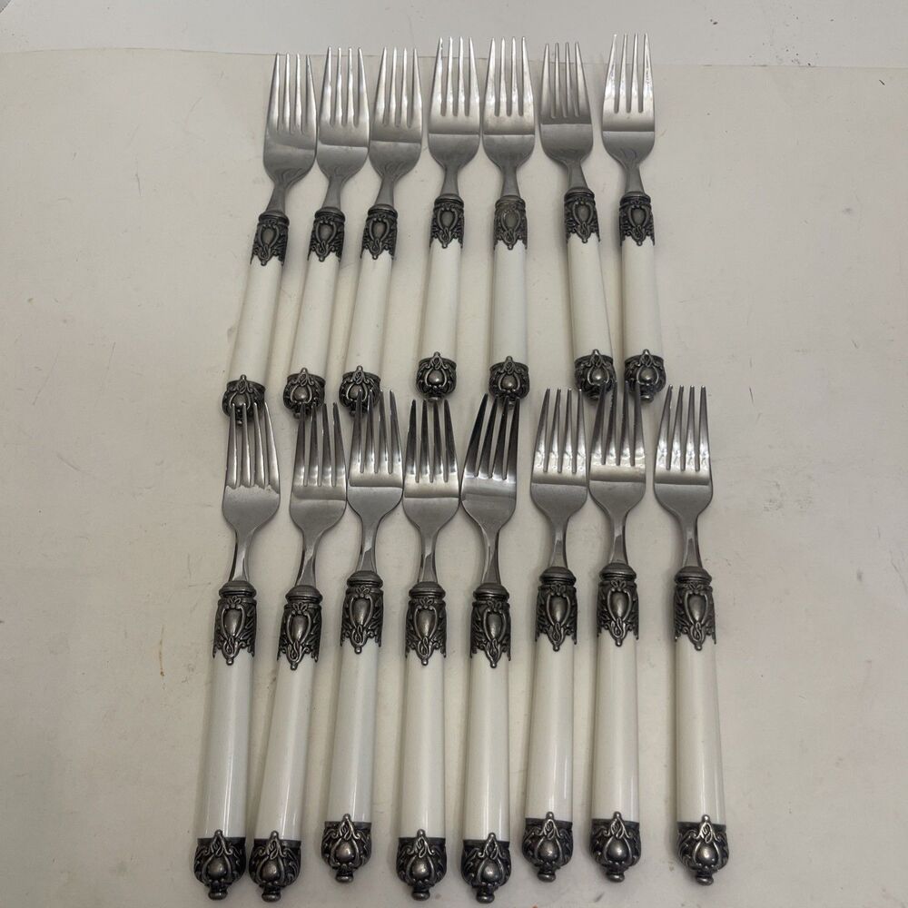 Hampton Silversmiths San Remo Ornate White Replacement Flatware Fork Lot Of 15